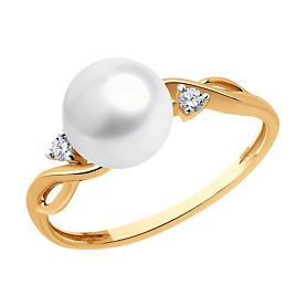 Кольцо SOKOLOV - Золото 585, Жемчуг культивированный, Фианит (арт. 791251)