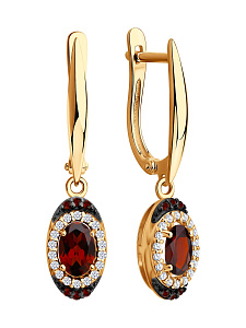 Серьги SOKOLOV - Серебро 925, Гранат, Фианит (арт. 92025342)