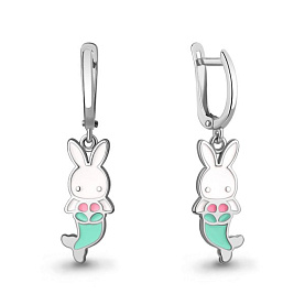 Серьги Аквамарин - Серебро 925, Эмаль (арт. 34526.5)