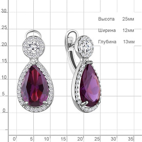 Серьги Аквамарин - Серебро 925, Синтетический аметист, Фианит (арт. 45015584А.5)