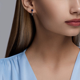 Серьги SOKOLOV - Серебро 925, Синтетический сапфир , Фианит (арт. 88020079)