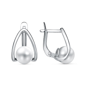 Серьги Красная пресня - Серебро 925, Жемчуг имитация (арт. 33617432Д)