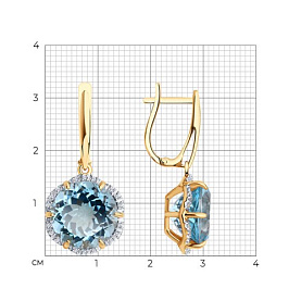 Серьги Diamant - Золото 585, Топаз, Фианит (арт. 51-321-02162-1)