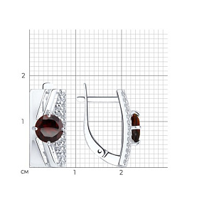 Серьги Diamant - Серебро 925, Гранат, Фианит (арт. 94-320-00788-2)