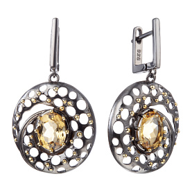 Серьги Мастер Клио - Серебро 925, Цитрин (арт. 35С144002)