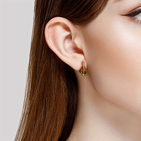 Серьги Diamant - Золото 585, Фианит, Хризолит (арт. 51-320-00256-3)