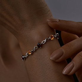 Браслет SOKOLOV - Серебро 925, Гранат, Фианит, Цитрин (арт. 92050155)