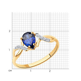 Кольцо SOKOLOV - Золото 585, Синтетический сапфир , Фианит (арт. 716327)
