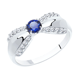 Кольцо Diamant - Серебро 925, Синтетический сапфир , Фианит (арт. 94-310-00750-1)