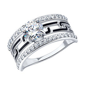 Кольцо Diamant - Серебро 925, Фианит, Эмаль (арт. 94-110-00247-1)