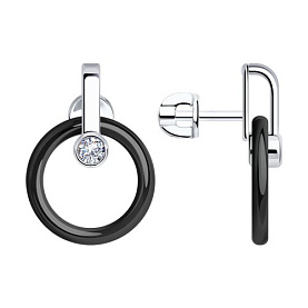 Серьги Diamant - Серебро 925, Керамика, Фианит (арт. 94-122-01280-1)