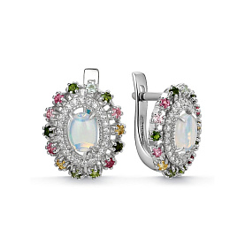 Серьги Дар - Серебро 925, Опал, Турмалин, Фианит (арт. С-3933рк117042800)