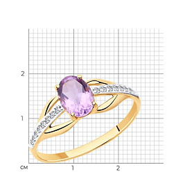Кольцо Diamant - Золото 585, Аметист, Фианит (арт. 51-310-00256-4)