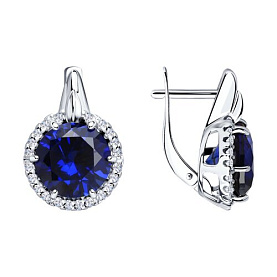 Серьги SOKOLOV - Серебро 925, Синтетический сапфир , Фианит (арт. 88020008)