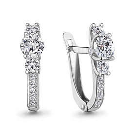 Серьги Аквамарин - Серебро 925, Фианит (арт. 400430.5)