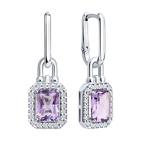 Серьги SOKOLOV - Серебро 925, Аметист, Фианит (арт. 92025374)