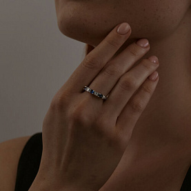 Кольцо SOKOLOV - Серебро 925, Синтетический сапфир , Фианит (арт. 88010072)