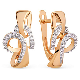 Серьги ЮФ Династия - Золото 585, Фианит (арт. 024972-1102)