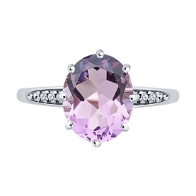 Кольцо Diamant - Серебро 925, Аметист, Фианит (арт. 94-310-02054-3)
