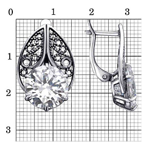 Серьги Красная пресня - Серебро 925, Фианит (арт. 33814880)