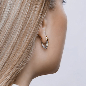 Серьги SOKOLOV - Серебро 925, Фианит, Цитрин (арт. 92021618)