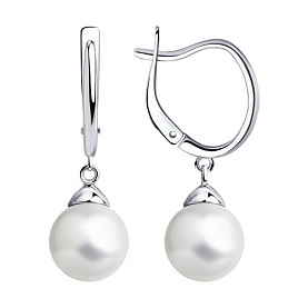 Серьги Diamant - Серебро 925, Жемчуг имитация (арт. 94-121-01181-1)