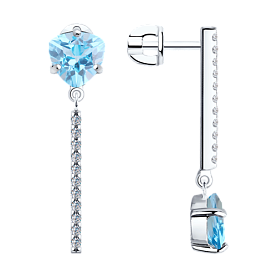 Серьги SOKOLOV - Серебро 925, Топаз, Фианит (арт. 92022172)
