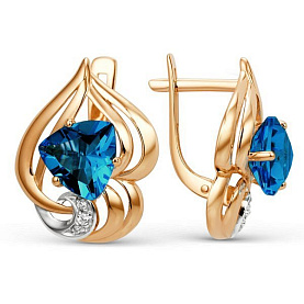 Серьги ЮФ Династия - Золото 375, Синтетический ситалл , Фианит (арт. 010092-5332)
