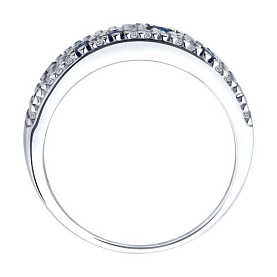 Кольцо SOKOLOV - Серебро 925, Синтетический сапфир , Фианит (арт. 88010078)