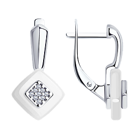 Серьги Diamant - Серебро 925, Керамика, Фианит (арт. 94-120-01270-2)