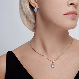 Серьги Diamant - Серебро 925, Опалит, Фианит (арт. 94-320-01836-1)