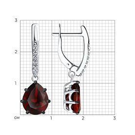 Серьги Diamant - Серебро 925, Гранат, Фианит (арт. 94-321-02059-2)