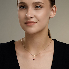 Подвеска SOKOLOV - Золото 585, Горный хрусталь, Гранат (арт. 733025)