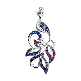 Брошь SOKOLOV - Серебро 925, Синтетический рубин, Фианит (арт. 94040128)