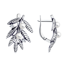 Серьги SOKOLOV - Серебро 925, Жемчуг имитация, Фианит (арт. 95020081)