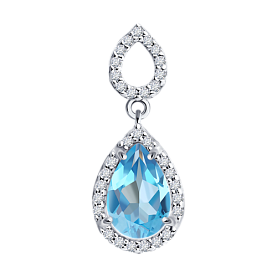 Подвеска SOKOLOV - Серебро 925, Топаз, Фианит (арт. 92030292)