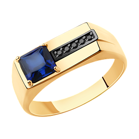 Кольцо SOKOLOV - Золото 585, Синтетический сапфир , Фианит (арт. 715664)