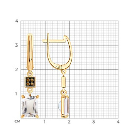 Серьги Diamant - Золото 585, Горный хрусталь (арт. 51-321-02948-1)