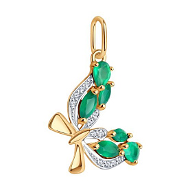 Подвеска SOKOLOV - Золото 585, Агат, Фианит (арт. 731566)