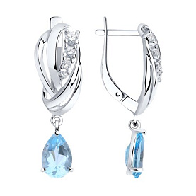 Серьги SOKOLOV - Серебро 925, Топаз, Фианит (арт. 92022257)