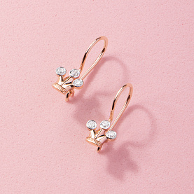 Серьги ЮФ Династия - Золото 585, Фианит (арт. 016842-1102)