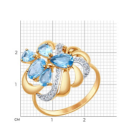 Кольцо SOKOLOV - Золото 375, Топаз, Фианит (арт. 37714749)