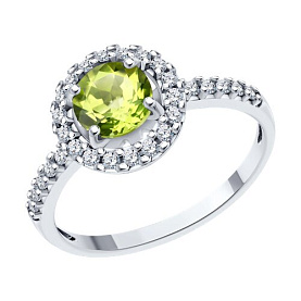 Кольцо SOKOLOV - Серебро 925, Фианит, Хризолит (арт. 92014324)