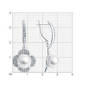 Серьги Diamant - Серебро 925, Жемчуг культивированный, Фианит (арт. 94-321-01923-1)
