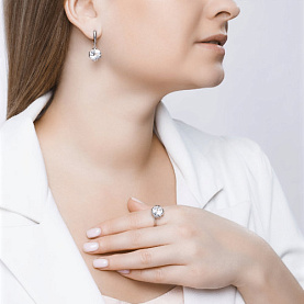 Серьги SOKOLOV - Серебро 925, Горный хрусталь, Фианит (арт. 92022046)