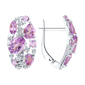 Серьги SOKOLOV - Серебро 925, Аметист, Фианит (арт. 92020173)