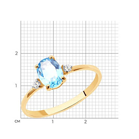 Кольцо SOKOLOV - Золото 375, Топаз, Фианит (арт. 37716189)