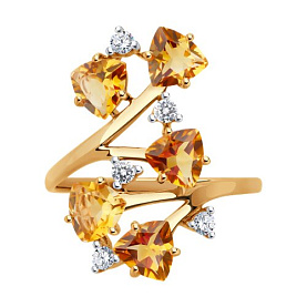 Кольцо SOKOLOV - Серебро 925, Фианит, Цитрин (арт. 92014572)