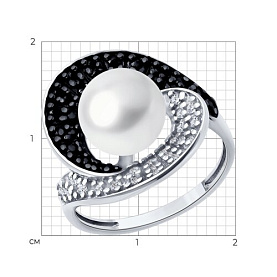Кольцо Diamant - Серебро 925, Жемчуг культивированный, Фианит, Шпинель (арт. 94-310-01965-1)