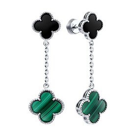 Серьги SOKOLOV - Серебро 925, Малахит, Оникс (арт. 83020449)